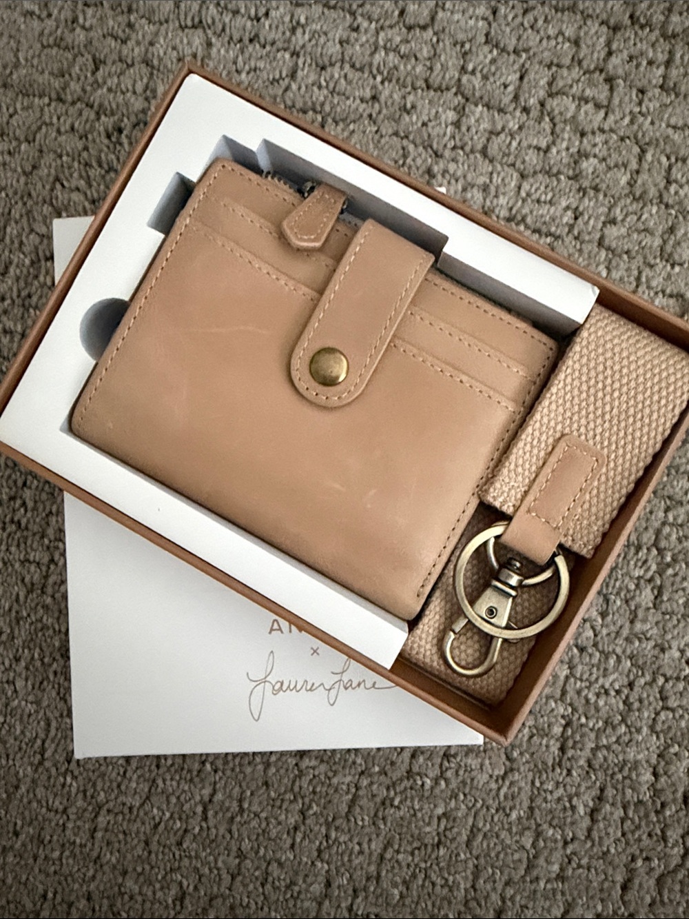 The Lo - Linen Leather Card Wallet with Strap
